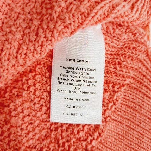 Talbots Womens Plus Size Coral Orange Pink Sweater 2X Waffle Weave Long Sleeve - Picture 8 of 11